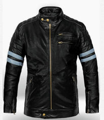 Wolverine - Men's Black Motorcycle and Biker Custom Fit Genuine Leather Jacket