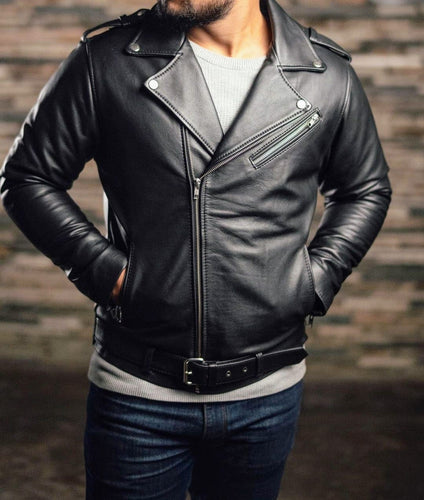 Aviator - Men's Black Made to Measure Motorcycle and Biker Real Leather Jacket