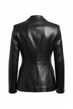 Load image into Gallery viewer, Men's black leather blazer back view