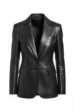 Load image into Gallery viewer, Men's black leather blazer front view