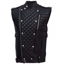 Load image into Gallery viewer, Oliver - Men&#39;s Jet Black Motorcycle &amp; Biker Genuine Leather Vest