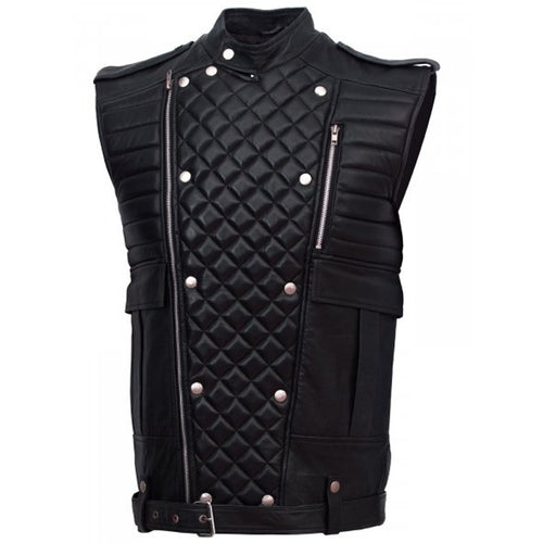 Oliver - Men's Jet Black Motorcycle & Biker Genuine Leather Vest