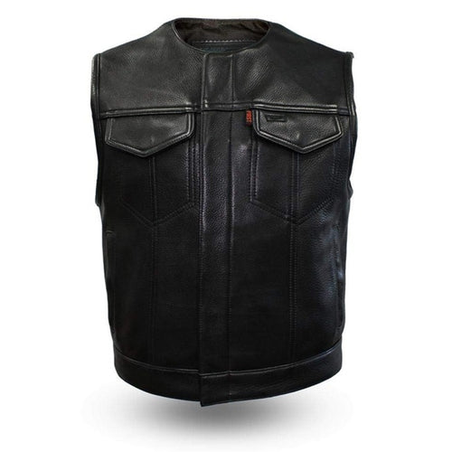 Jacob - Men's Black Motorcycle & Biker Real Leather Vest