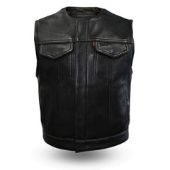 Jacob - Men's Black Motorcycle & Biker Real Leather Vest
