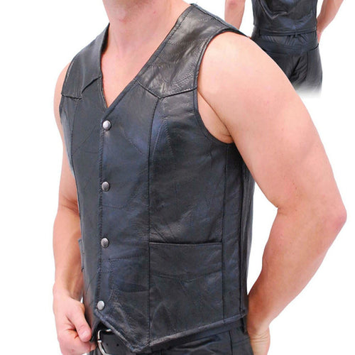 Joseph - Men's Black Motorcycle & Biker Real Leather Vest