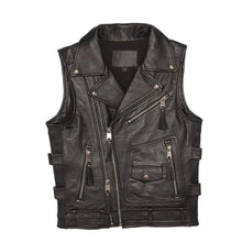 Load image into Gallery viewer, Andrew - Men&#39;s Black Made to Measure Motorcycle &amp; Biker Real Leather Vest