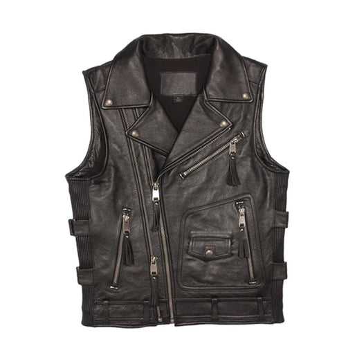 Andrew - Men's Black Made to Measure Motorcycle & Biker Real Leather Vest