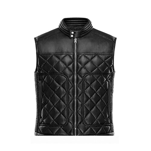 Mason - Men's Black Motorcycle & Biker Genuine Leather Vest