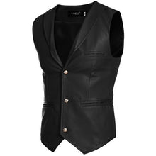 Load image into Gallery viewer, Samuel - Men&#39;s Black Motorcycle &amp; Biker Genuine Leather Vest