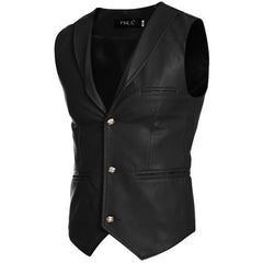 Samuel - Men's Black Motorcycle & Biker Genuine Leather Vest