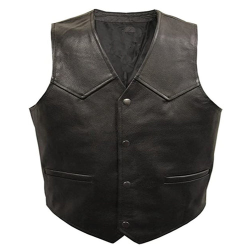 Isaac - Men's Black Motorcycle & Biker Real Leather Vest