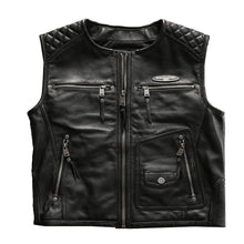 Load image into Gallery viewer, Daniel - Men&#39;s Black Motorcycle &amp; Biker Real Leather Vest