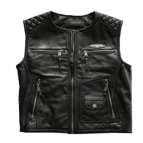 Daniel - Men's Black Motorcycle & Biker Real Leather Vest