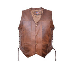 Load image into Gallery viewer, Michael - Men&#39;s Antic Tan Motorcycle &amp; Biker Genuine Leather Vest