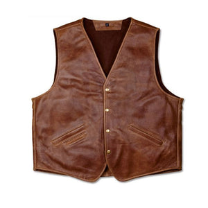 Jackson - Men's Antic Brown Motorcycle & Biker Real Leather Vest