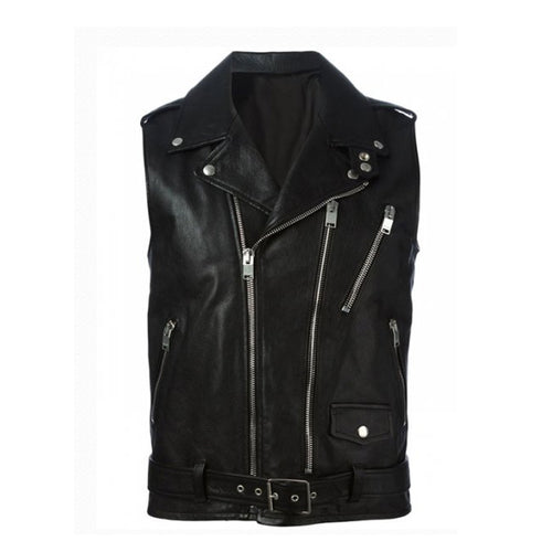 Thomas - Men's Black Motorcycle & Biker Genuine Leather Vest