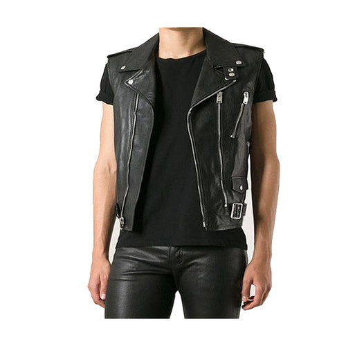 Carter - Men's Black Motorcycle & Biker Real Leather Vest