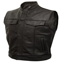 Load image into Gallery viewer, Logan - Men&#39;s Black Motorcycle &amp; Biker Genuine Leather Vest