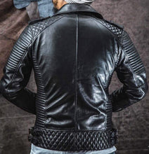 Load image into Gallery viewer, Escape - Men&#39;s Black Motorcycle and Biker Real Leather Jacket