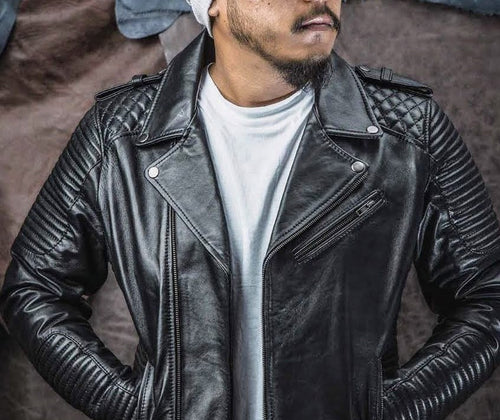 Escape - Men's Black Made to Measure Motorcycle and Biker Real Leather Jacket
