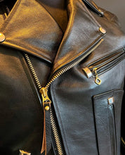 Load image into Gallery viewer, Iron - Men&#39;s Black Motorcycle and Biker Made to Measure Real Leather Jacket