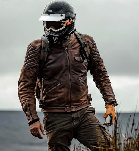 Vogue - Men's Antique Brown Motorcycle and Biker Custom Fit Genuine Leather Jacket