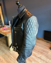 Load image into Gallery viewer, Iron - Men&#39;s Black Motorcycle and Biker Made to Measure Real Leather Jacket