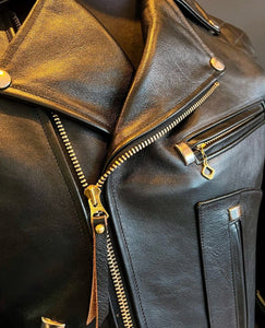 Iron - Men's Black Motorcycle and Biker Made to Measure Real Leather Jacket