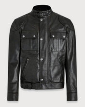 Load image into Gallery viewer, Beast - Men&#39;s Black Motorcycle and Biker Real Leather Jacket
