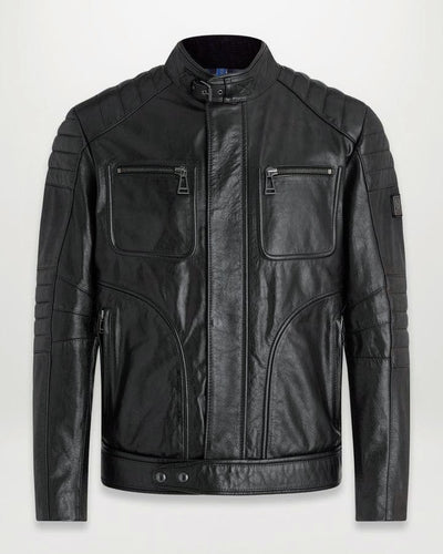Thunder - Men's Black Motorcycle and Biker Custom Fit Genuine Leather Jacket