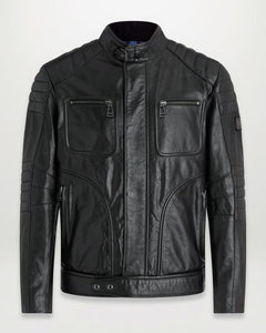 Thunder - Men's Black Motorcycle and Biker Made to Measure Genuine Leather Jacket