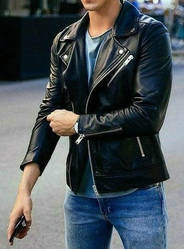 Victory - Men's Black Motorcycle and Biker Made to Measure Genuine Leather Jacket