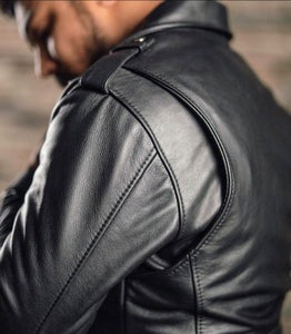 Aviator - Men's Black Motorcycle and Biker Real Leather Jacket