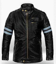Load image into Gallery viewer, Wolverine - Men&#39;s Black Motorcycle and Biker Made to Measure Genuine Leather Jacket