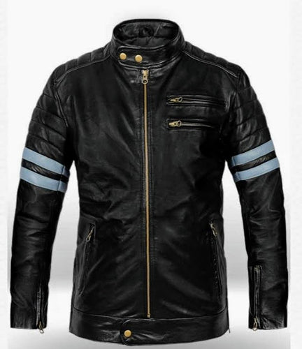 Wolverine - Men's Black Motorcycle and Biker Made to Measure Genuine Leather Jacket