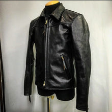 Load image into Gallery viewer, Fighter - Men&#39;s Black Motorcycle and Biker Real Leather Jacket