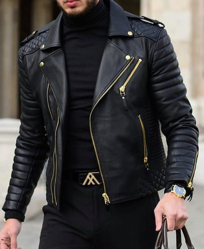 Underground - Men's Black Motorcycle and Biker Custom Fit Genuine Leather Jacket
