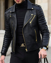 Load image into Gallery viewer, Underground - Men&#39;s Black Motorcycle and Biker Genuine Leather Jacket
