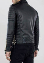 Load image into Gallery viewer, New Yorker - Men’s Black Motorcycle and Biker Real Leather Jacket