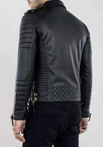 New Yorker - Men’s Black Made to Measure Motorcycle and Biker Real Leather Jacket