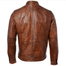 Load image into Gallery viewer, Chase - Men&#39;s Antic Tan Motorcycle and Biker Real Leather Jacket