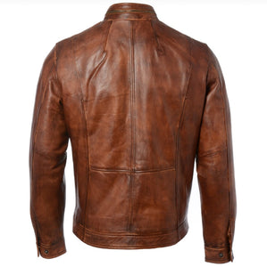 Chase - Men's Antic Tan Motorcycle and Biker Real Leather Jacket
