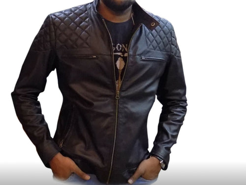 Forest - Men’s Black Motorcycle and Biker Made to Measure Real Leather Jacket