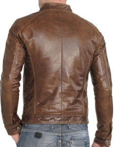 Ace - Men’s Mocha Brown Motorcycle and Biker Real Leather Jacket