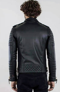 New Yorker - Men’s Black Made to Measure Motorcycle and Biker Real Leather Jacket