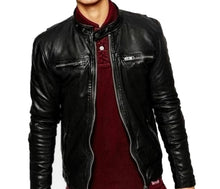 Load image into Gallery viewer, Don - Men’s Black Motorcycle and Biker Real Leather Jacket