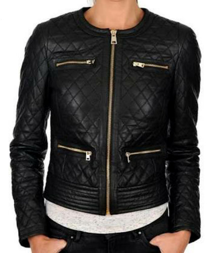 Delilah - Women's Black Motorcycle and Biker Custom Fit Real Leather Jacket