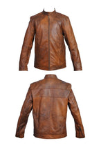 Load image into Gallery viewer, Hunter Lazaro - Men&#39;s Antic/Vintage Tan Motorcycle and Biker Real  Leather Jacket