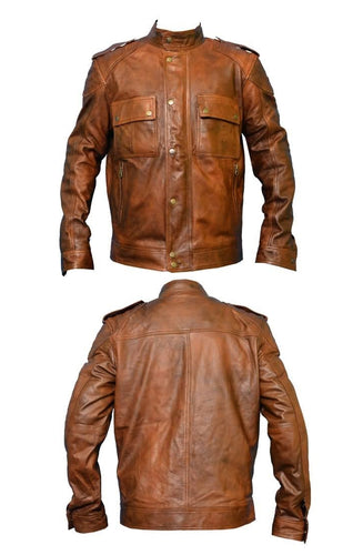 Raiden - Men’s Dark Antic Tan Motorcycle and Biker Custom Fit Genuine Leather Jacket