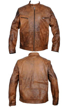 Load image into Gallery viewer, Entice - Men&#39;s Dark Antic Tan Made to Measure Motorcycle and Biker Real Leather Jacket